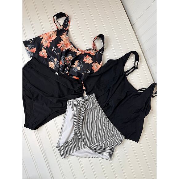 NWOT Amazon Bathing Suits Ruffled Flounce Top & High Waisted Bottom BUNDLE Sz M - Picture 2 of 6